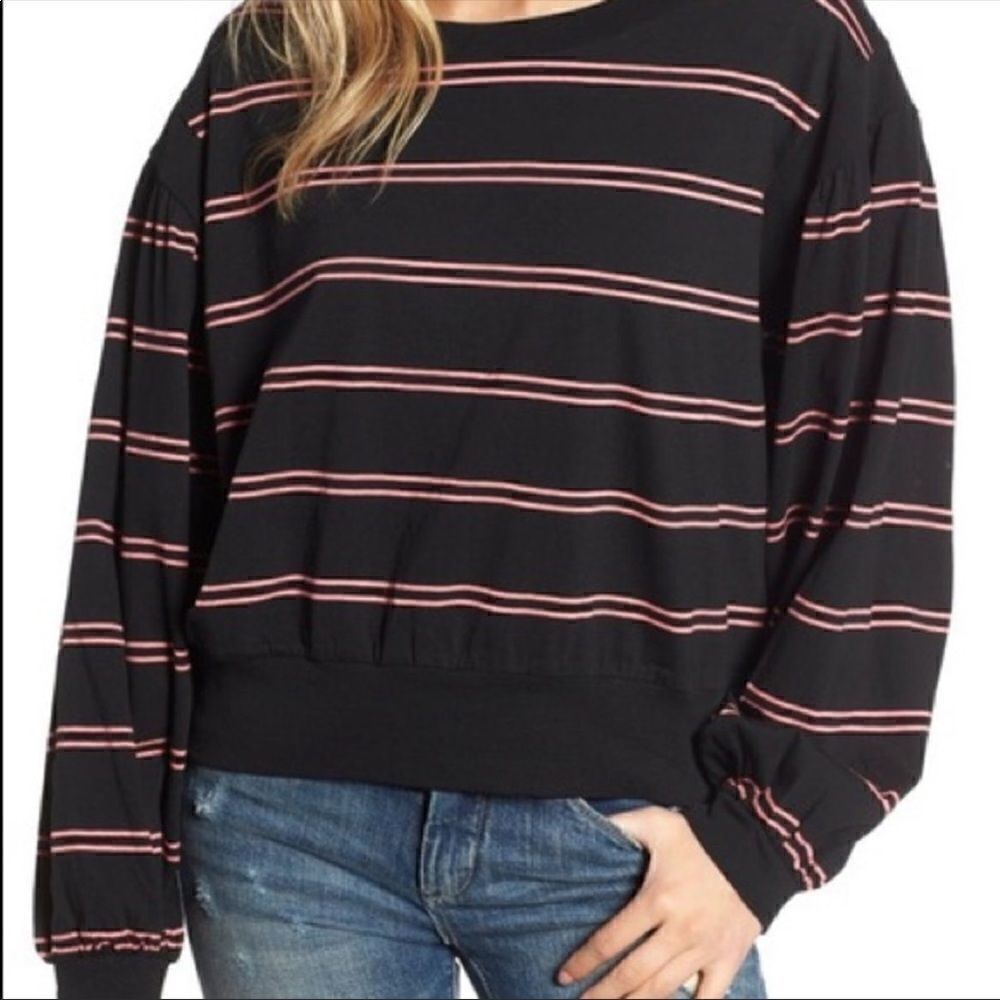 BP Striped Puff Sleeve Top
